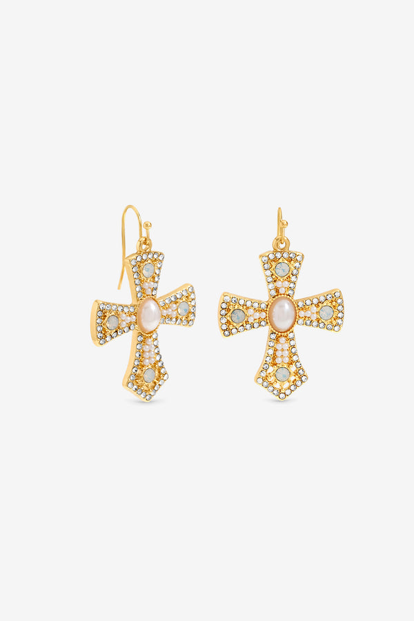Mood Gold Plated Cross Earrings