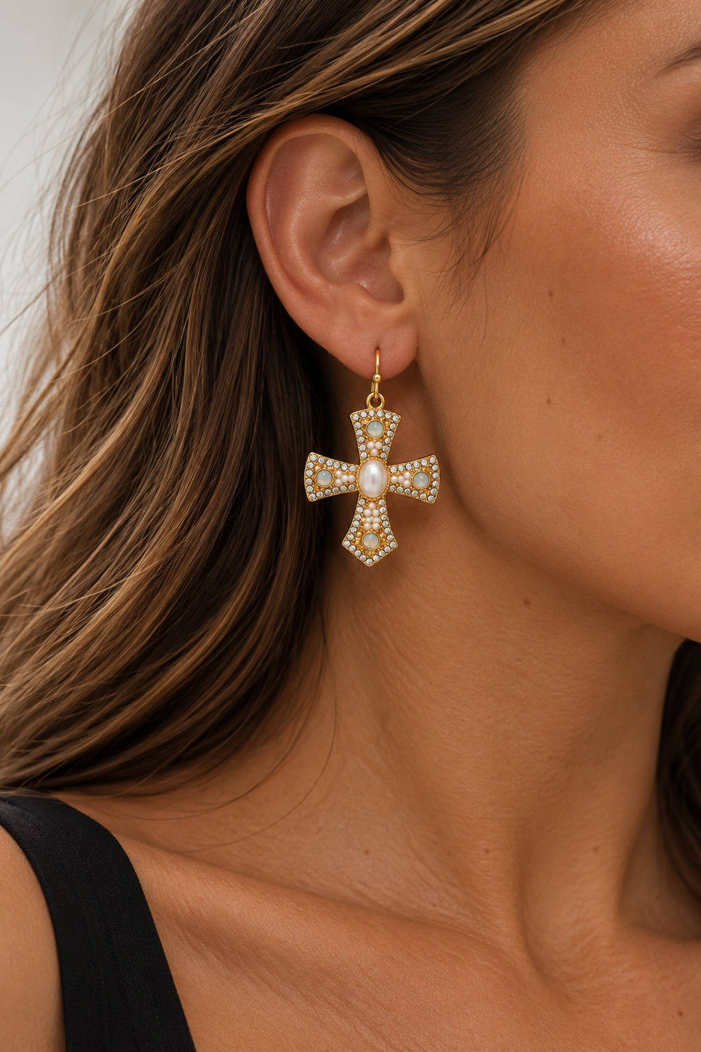Mood Gold Plated Cross Earrings