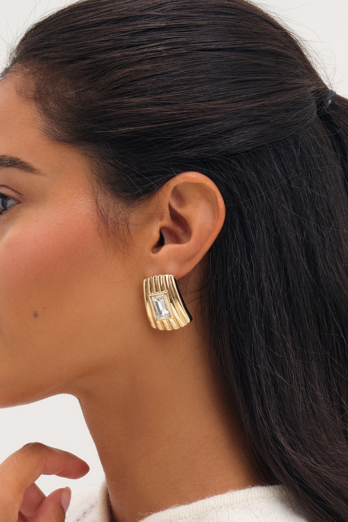 MOOD SILVER PLATE AND CRYSTAL STAR DROP EARRING