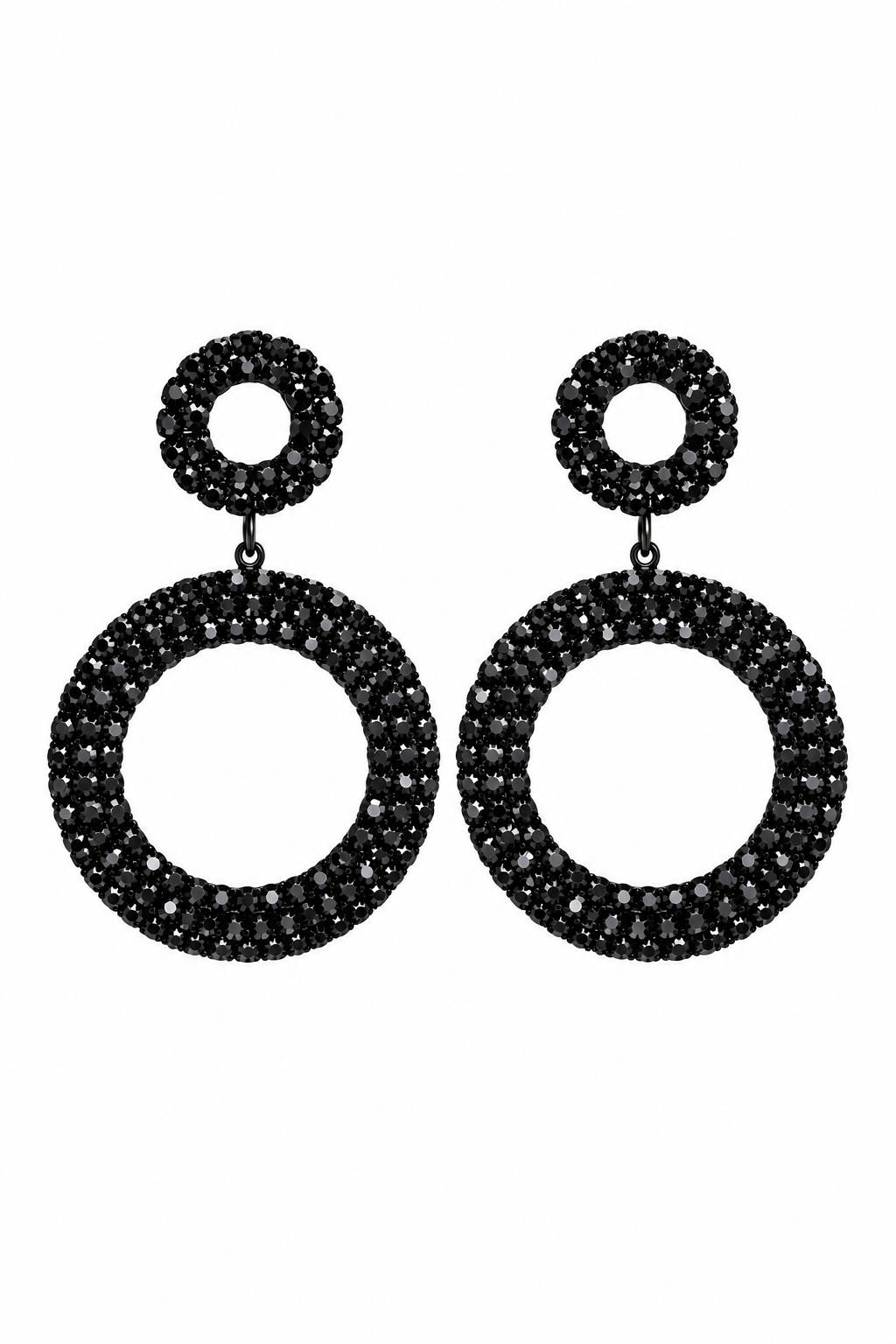 Mood Jet Open Circle Statement Earrings