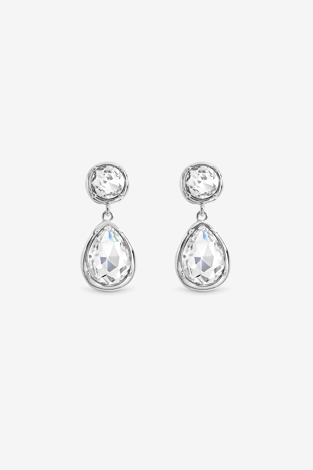 MOOD SILVER PLATE AND CRYSTAL MUTI STONE DROP EARRING