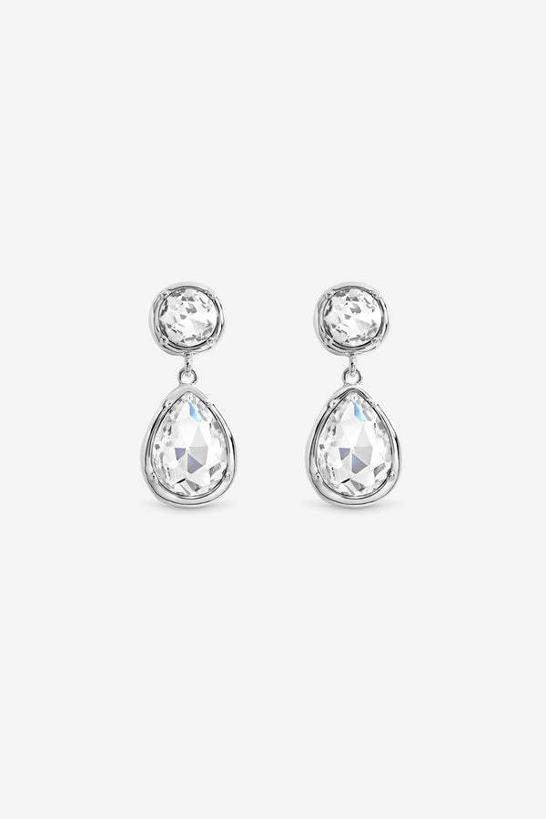 MOOD SILVER PLATE AND CRYSTAL MUTI STONE DROP EARRING