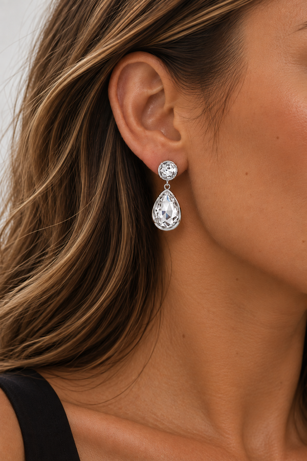 Mood Silver Plated And Crystal Multi Stone Drop Earrings