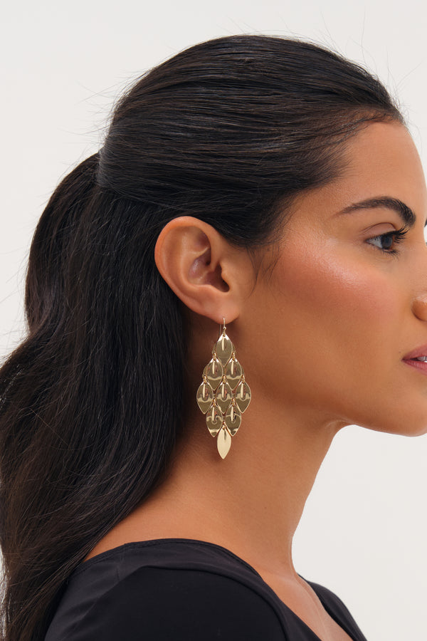 MOOD GOLD PLATE AND POLISHED GRADUATED DIAMOND DROP EARRING
