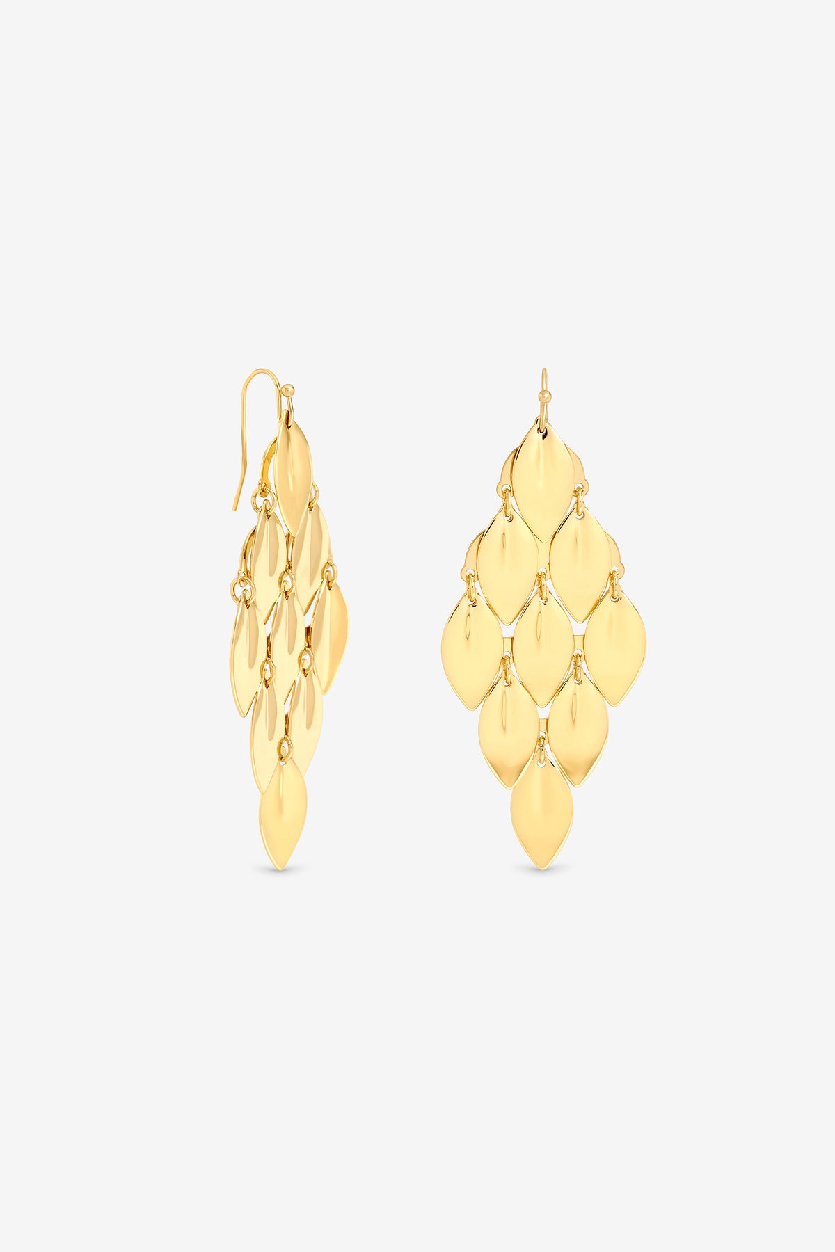 MOOD GOLD PLATE AND POLISHED GRADUATED DIAMOND DROP EARRING