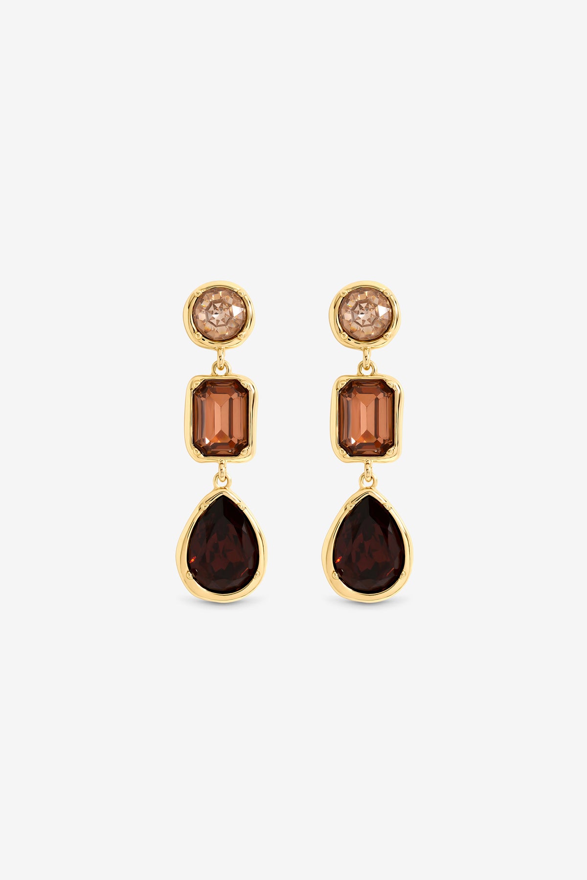 MOOD GOLD PLATE AND RED TONAL STONE DROP EARRING