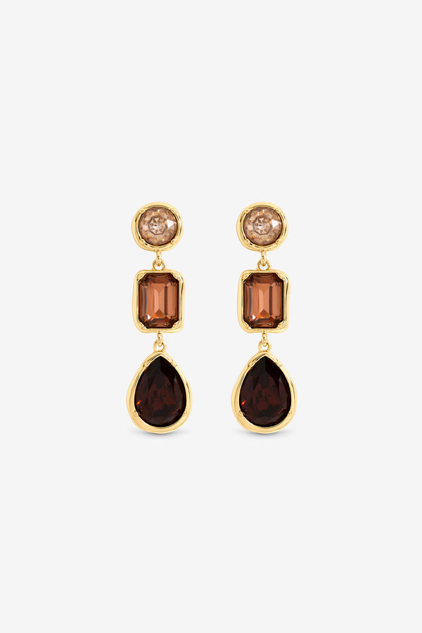 MOOD GOLD PLATE AND RED TONAL STONE DROP EARRING