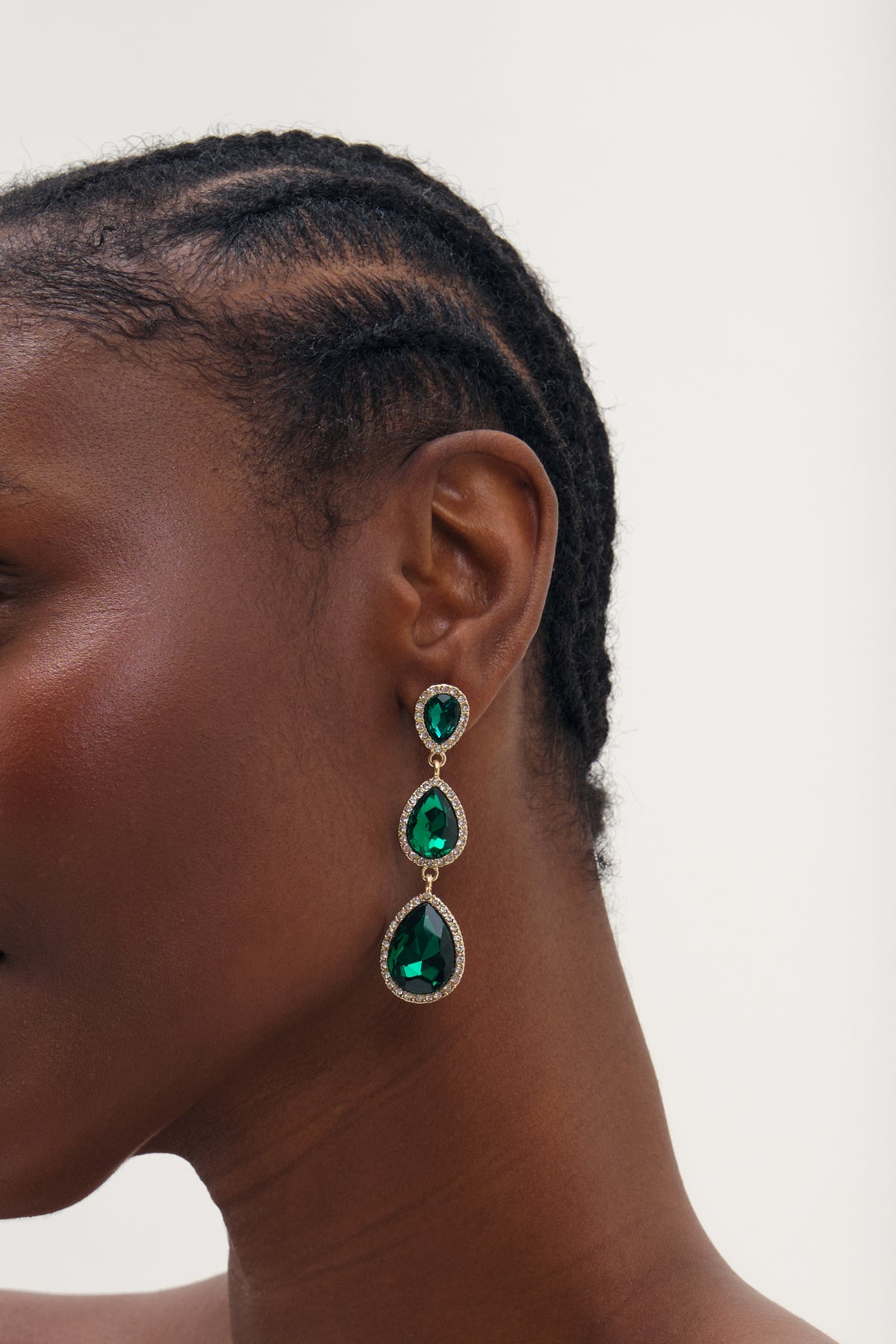 MOOD GOLD PLATE AND EMERALD PEARDROP EARRING