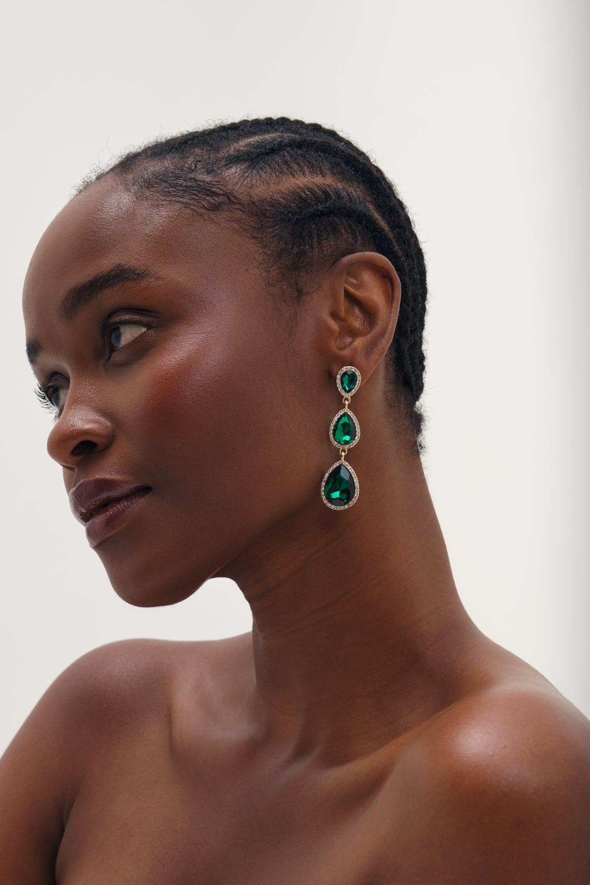 MOOD GOLD PLATE AND EMERALD PEARDROP EARRING