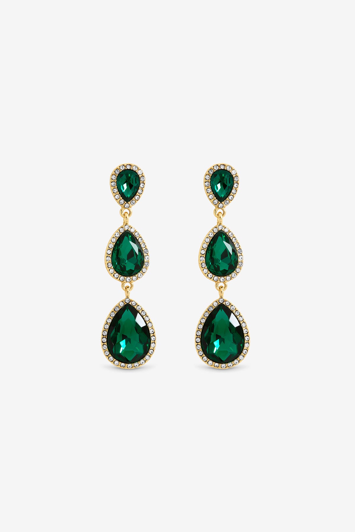 MOOD GOLD PLATE AND EMERALD PEARDROP EARRING