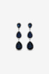 Mood Rhodium Plated And Sapphire Peardrop Earrings