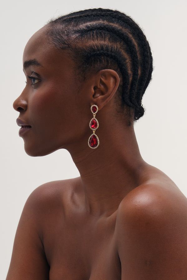 MOOD RHODIUM PLATE AND SAPPHIRE PEARDROP EARRING