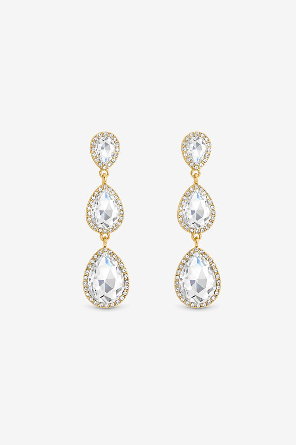 MOOD GOLD PLATE AND CRYSTAL PEARDROP EARRING