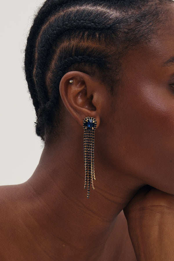MOOD GOLD PLATE SAPPHIRE DROP EARRING