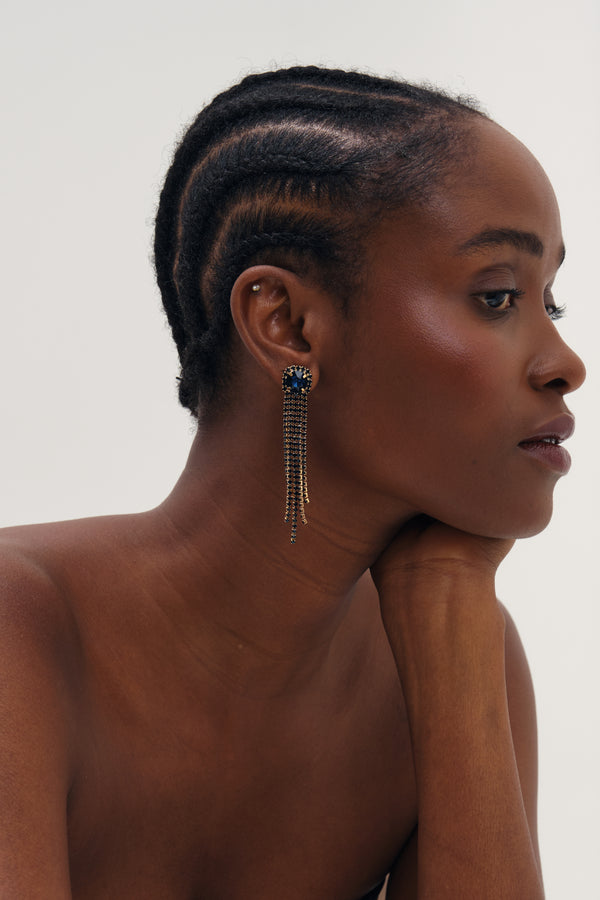 MOOD GOLD PLATE SAPPHIRE DROP EARRING