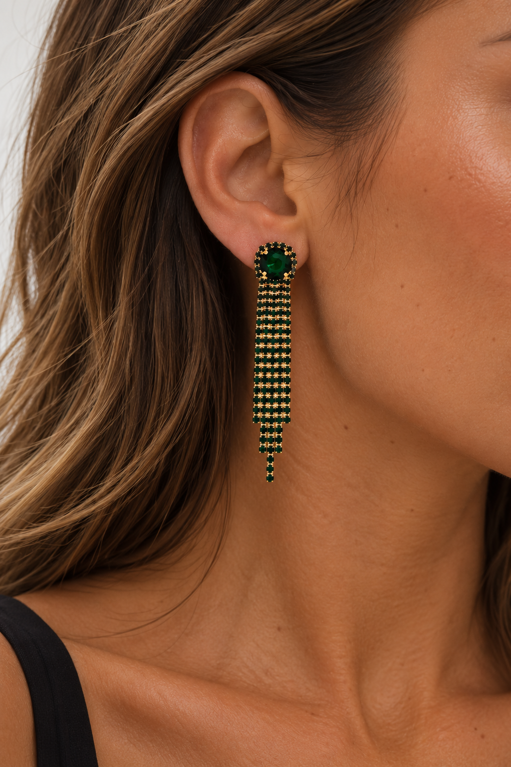 Mood Gold Plated Emerald Drop Earrings