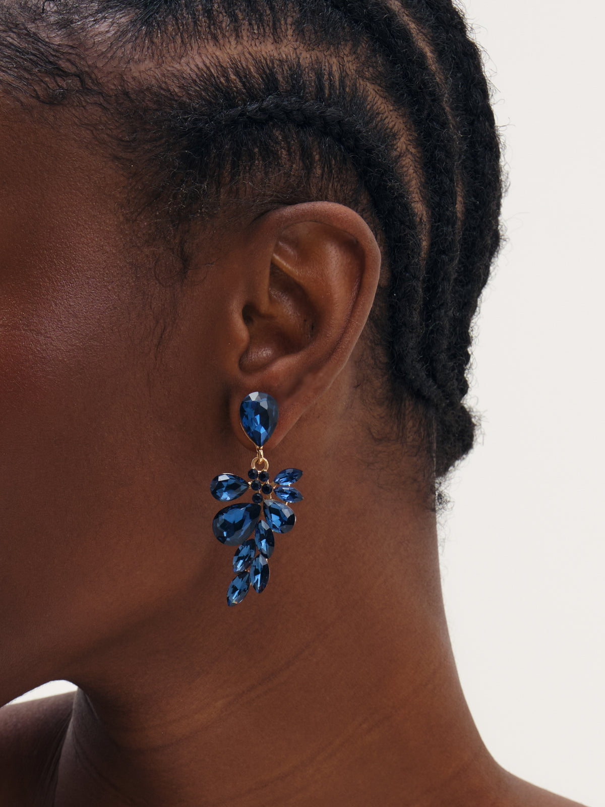 Mood Gold Plated And Sapphire Leaf Statement Earrings
