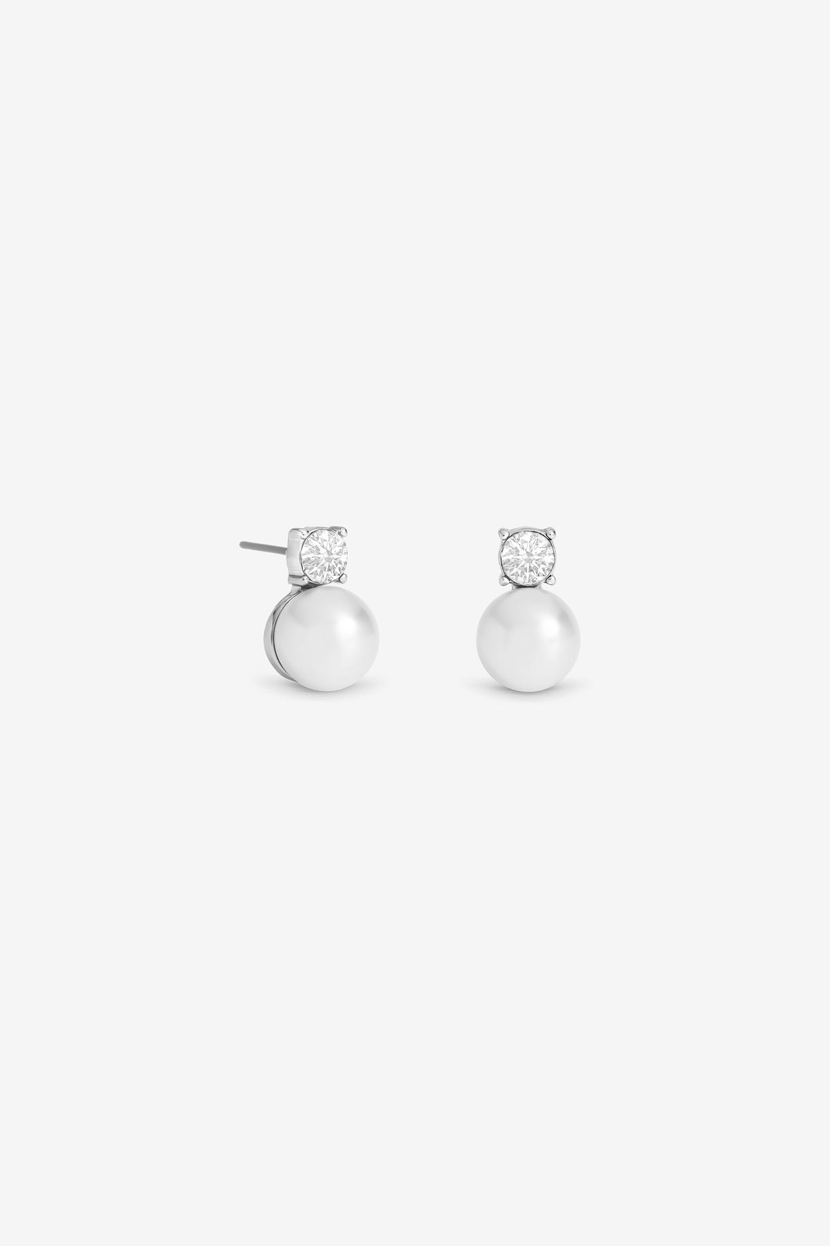 MOOD SILVER PLATE CRYSTAL AND PEARL EARRING