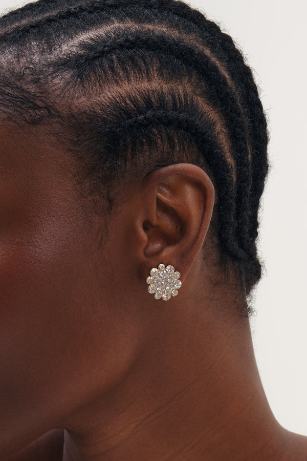 MOOD SILVER PLATE FLORAL CRYSTAL EARRING