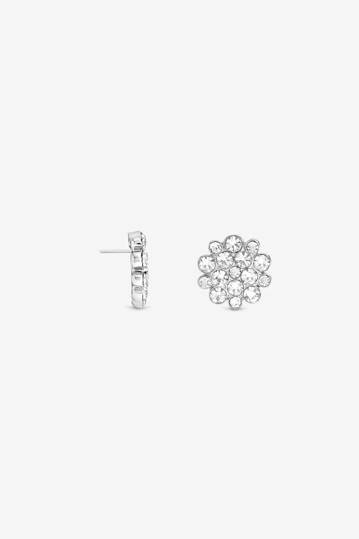 MOOD SILVER PLATE FLORAL CRYSTAL EARRING
