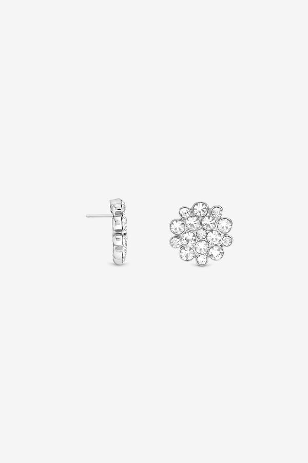 MOOD SILVER PLATE FLORAL CRYSTAL EARRING