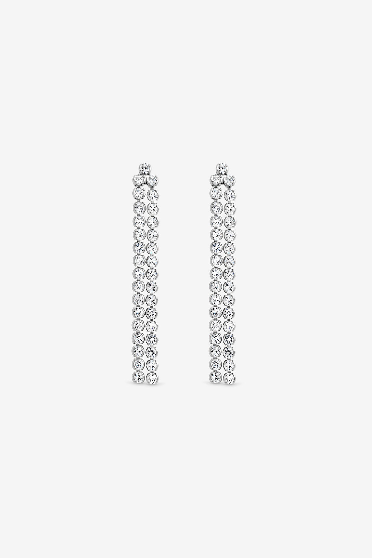 MOOD SILVER PLATE DOUBLE DROP LINEAR CRYSTAL EARRING