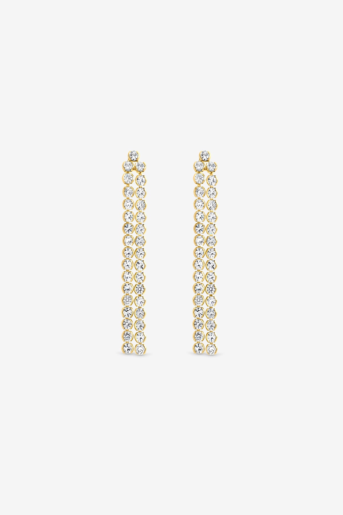 Mood Gold Plated Double Drop Linear Crystal Earrings