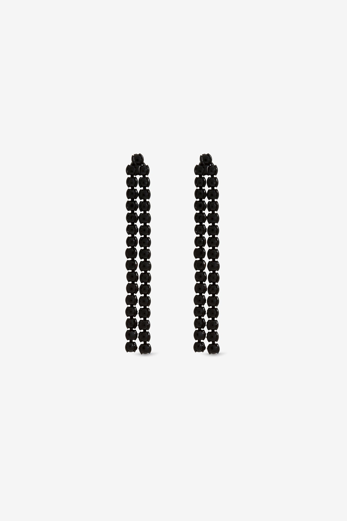 Mood Jet Plated Double Drop Linear Jet Earrings