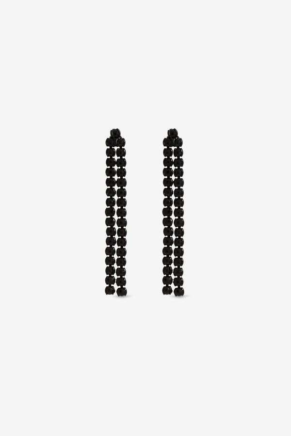 Mood Jet Plated Double Drop Linear Jet Earrings