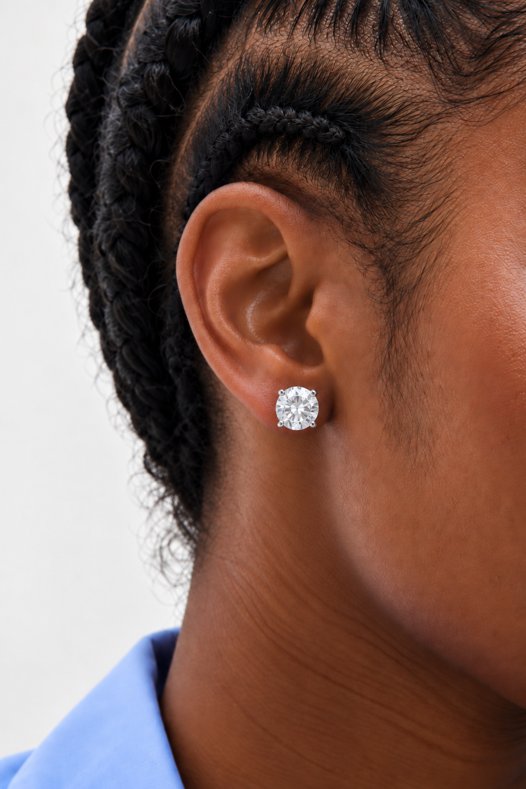 Mood Silver Plate Claw Set Crystal Stud Earring