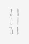 Mood Silver Plate Pave And Glitter Hoop 3 Pack
