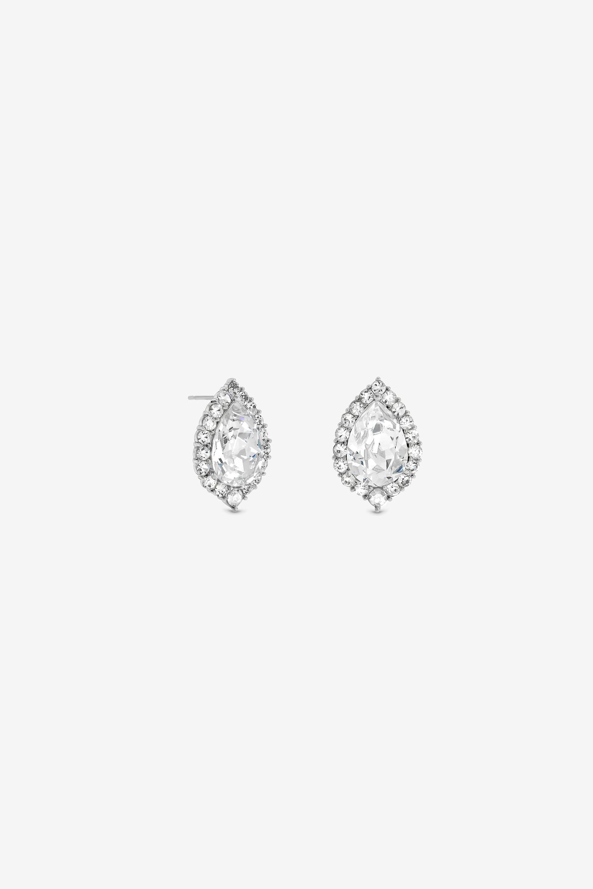 MOOD RHODIUM PLATE WITH CRYSTAL PEAR STUD EARRING