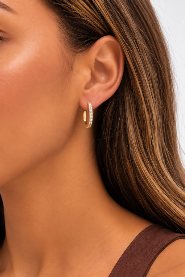 Mood Gold Plated Pave And Glitter Hoop - Pack Of 3