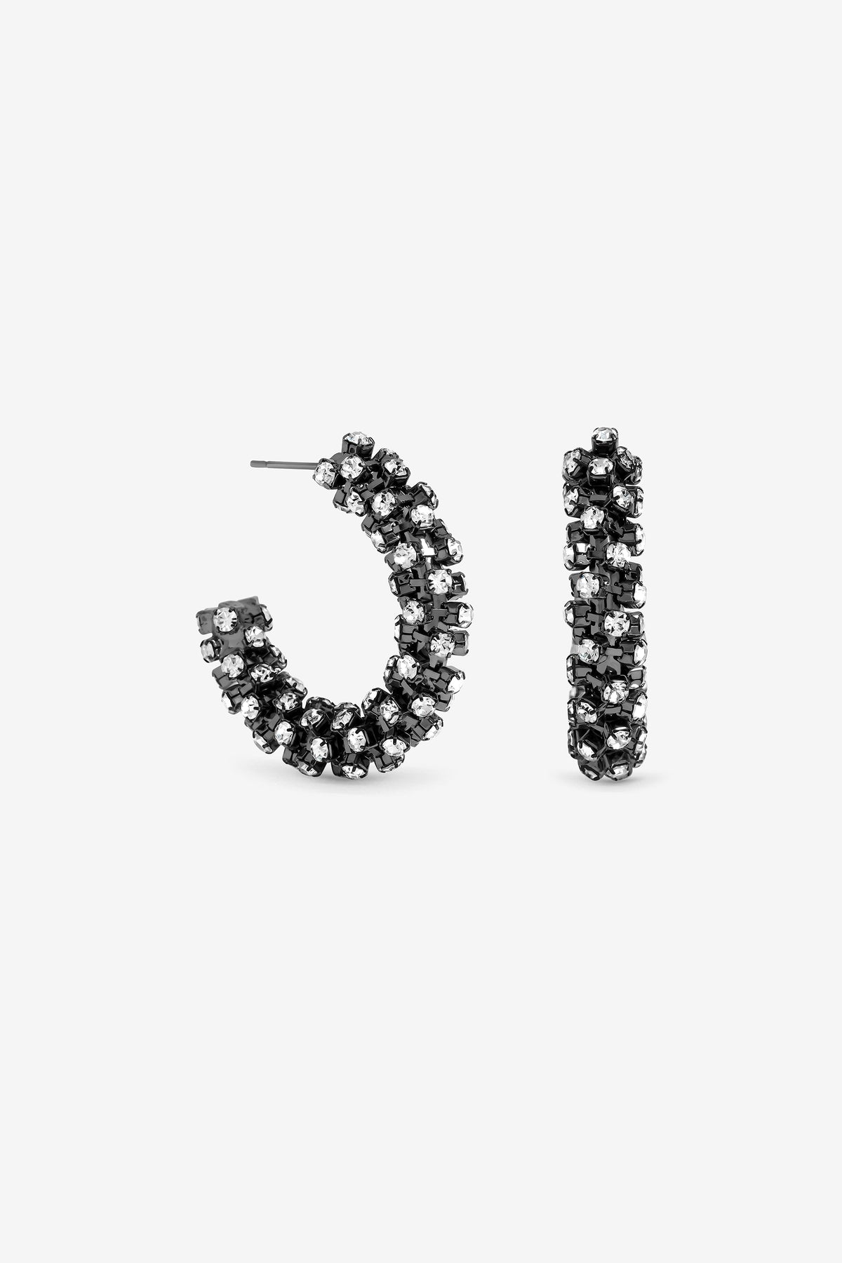 Mood Hematite and Crystal Hoop Earrings