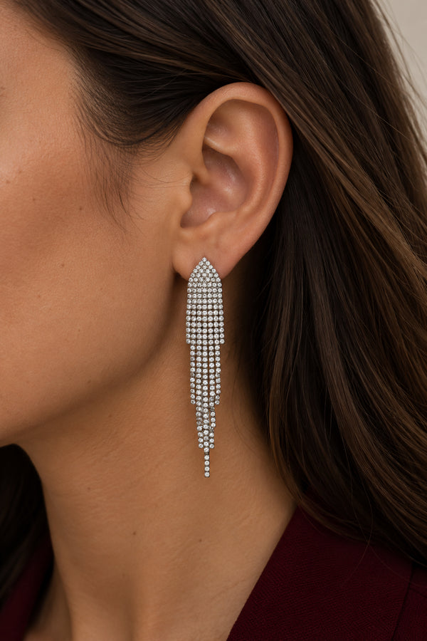 Mood Silver Plated Crystal Shower Drop Earrings