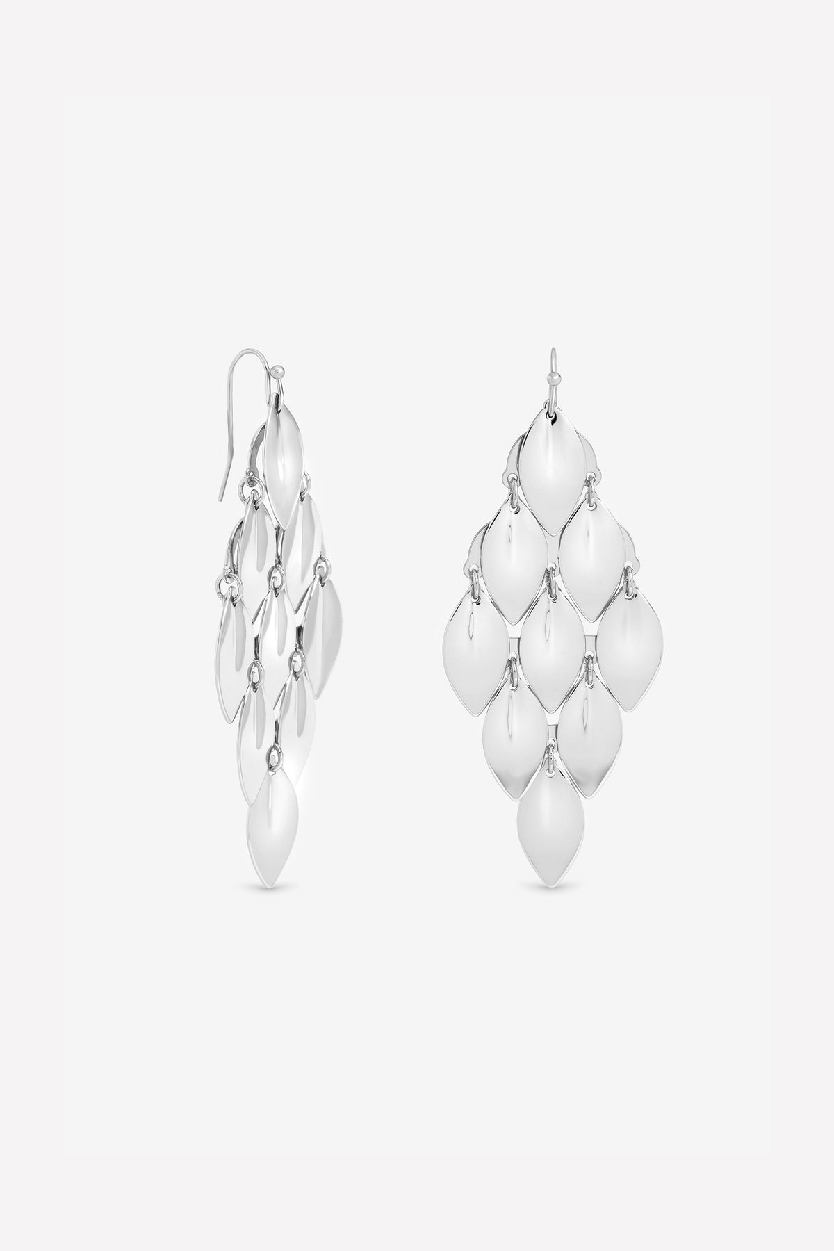 Mood Silver Plated and Polished Graduated Diamond Drop Earrings