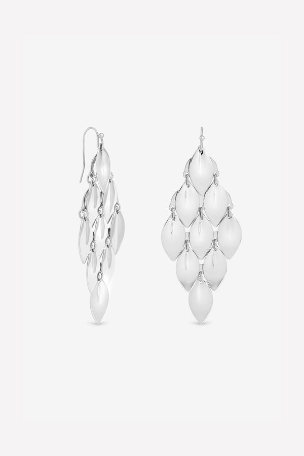 Mood Silver Plated and Polished Graduated Diamond Drop Earrings