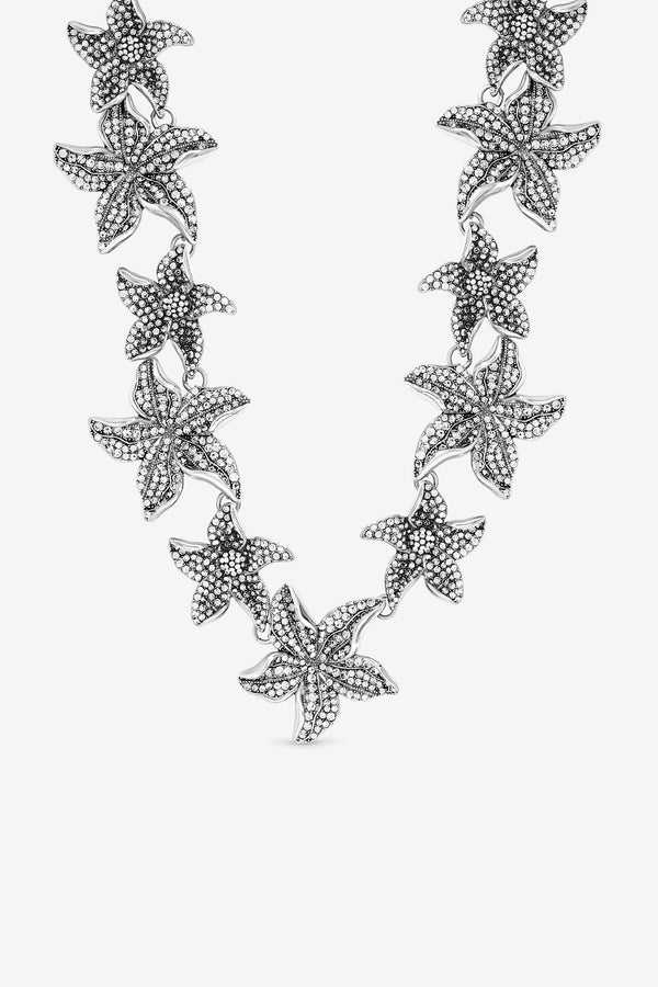 Mood Hematite Statement Flower Necklace