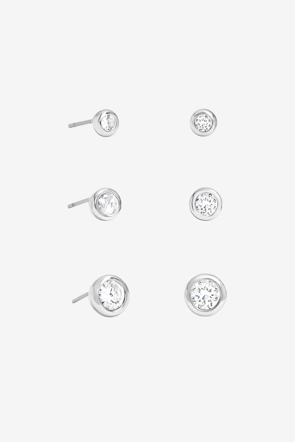 Mood Silver and Crystal Bezel Stud Multipack Earrings