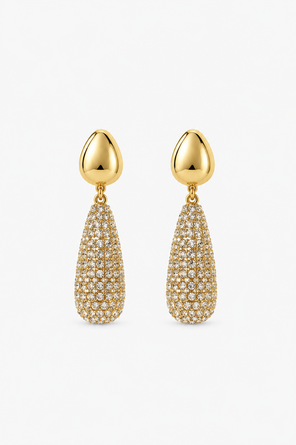 Mood Gold plated and Pave Statement Drop Earrings
