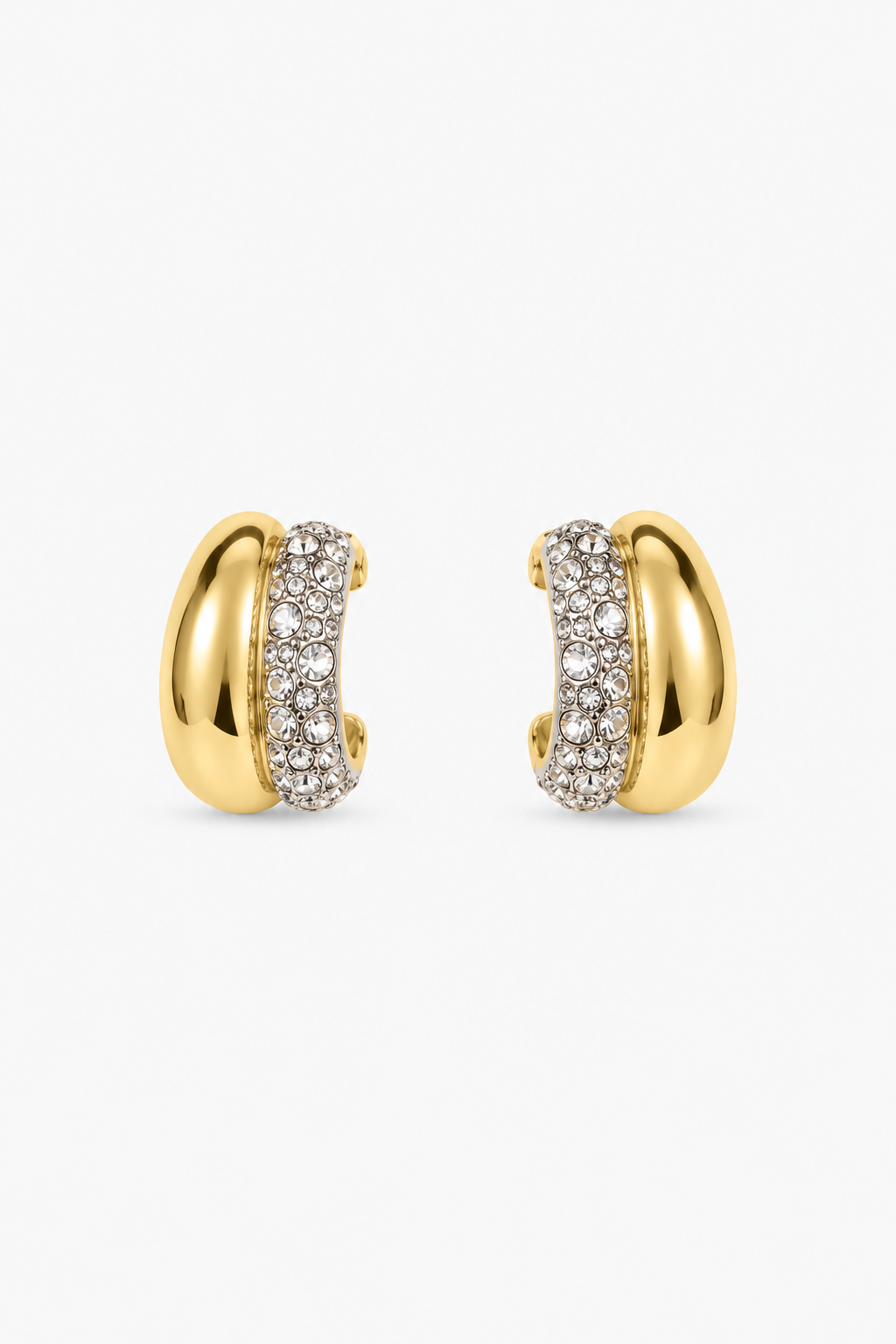 Mood Gold Plated and Pave Double row Hoop Earrings