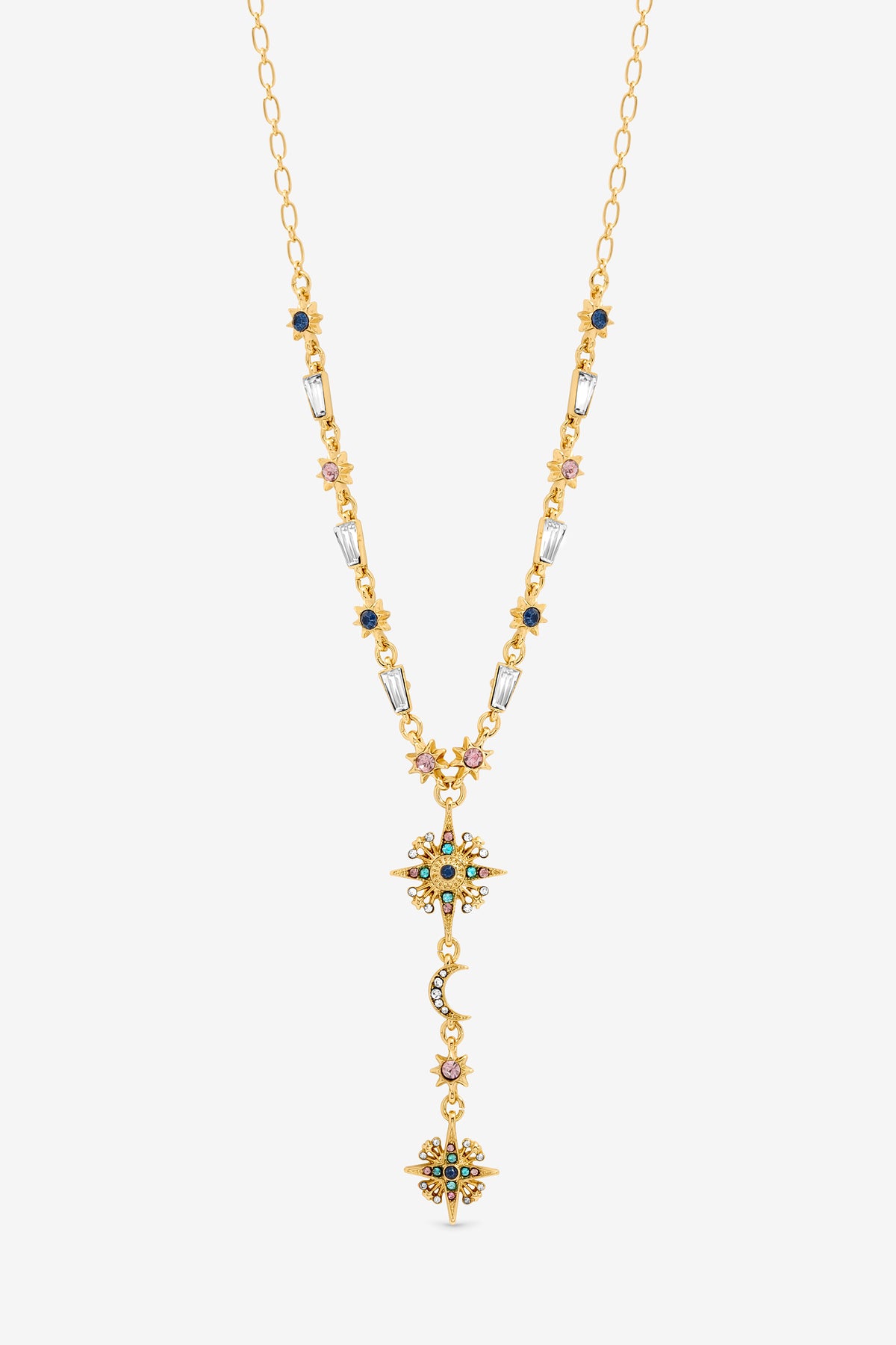 Mood Gold Plated Multi Coloured Fine Celestial Y Necklace