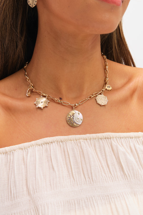 Mood Two Tone Celestial Charm Necklace