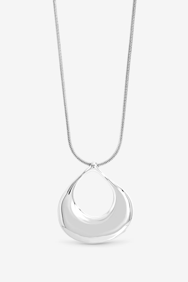 Mood Silver Plated Polished Long Open Drop Pendant