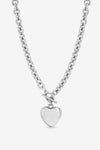 Mood Silver Plated And Polished Puff Heart T-Bar Necklace