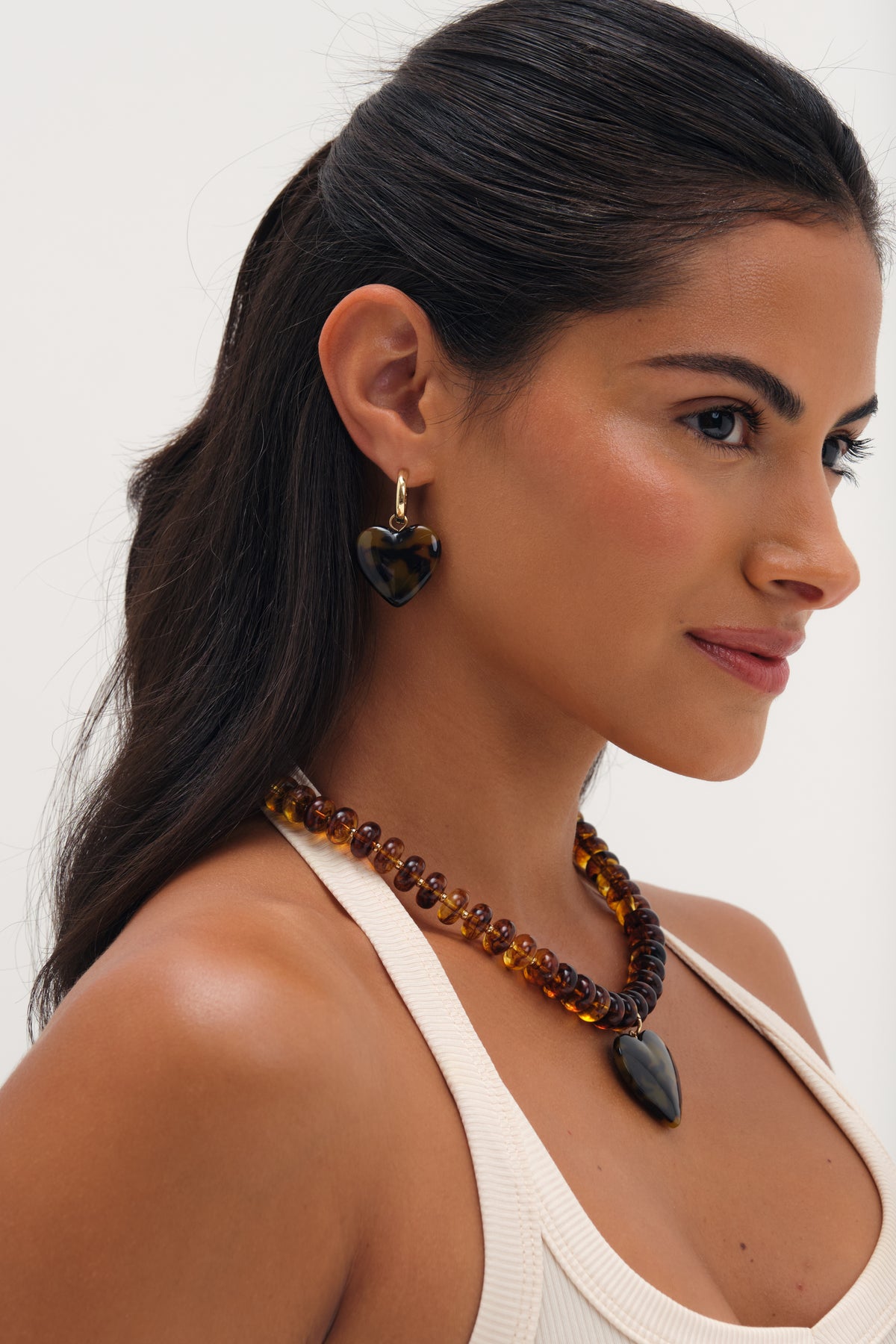 Mood Gold Plated Beaded Heart Necklace