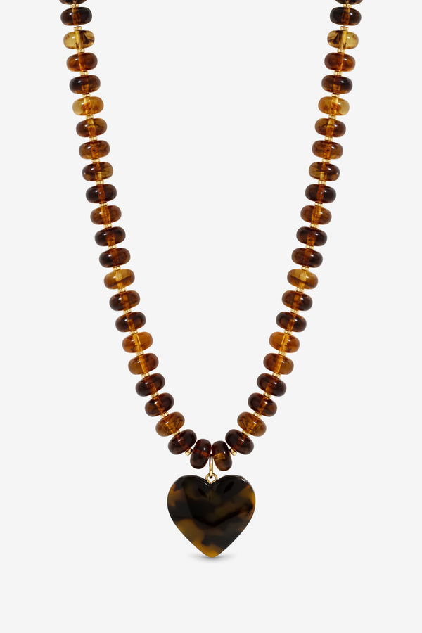 Mood Gold Plated Beaded Heart Necklace