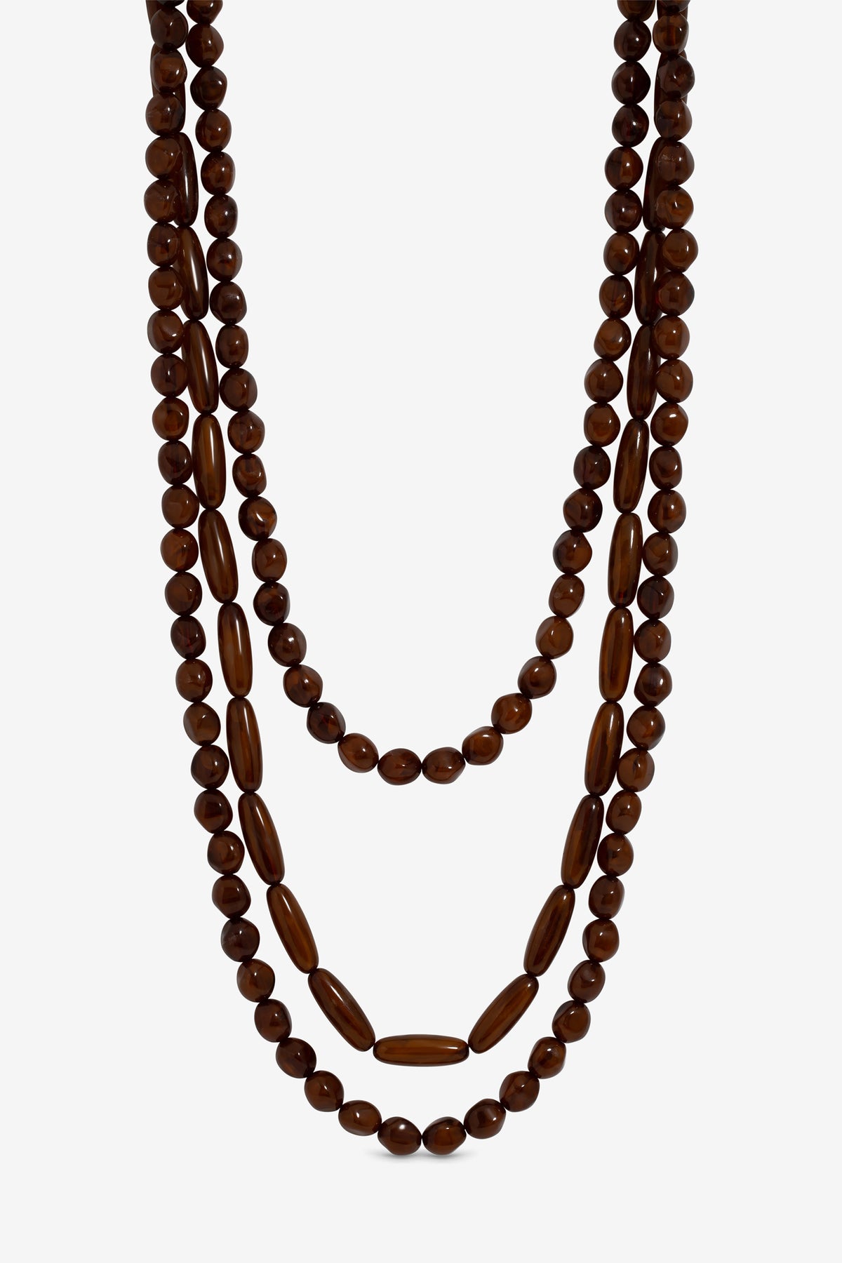 MOOD BROWN BEADED MULTIROW NECKLACE