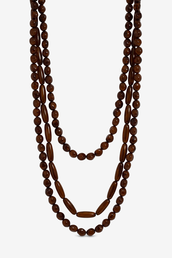 MOOD BROWN BEADED MULTIROW NECKLACE