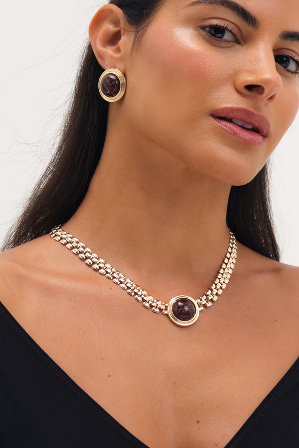 MOOD GOLD PLATE RESIN AND CHAIN NECKLACE